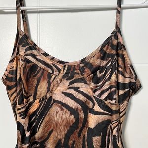 Animal print tight silky rutched dress